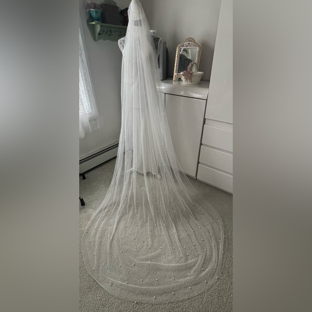 Bridal Wedding Veil with scattered pearls. Brand new, never used!!